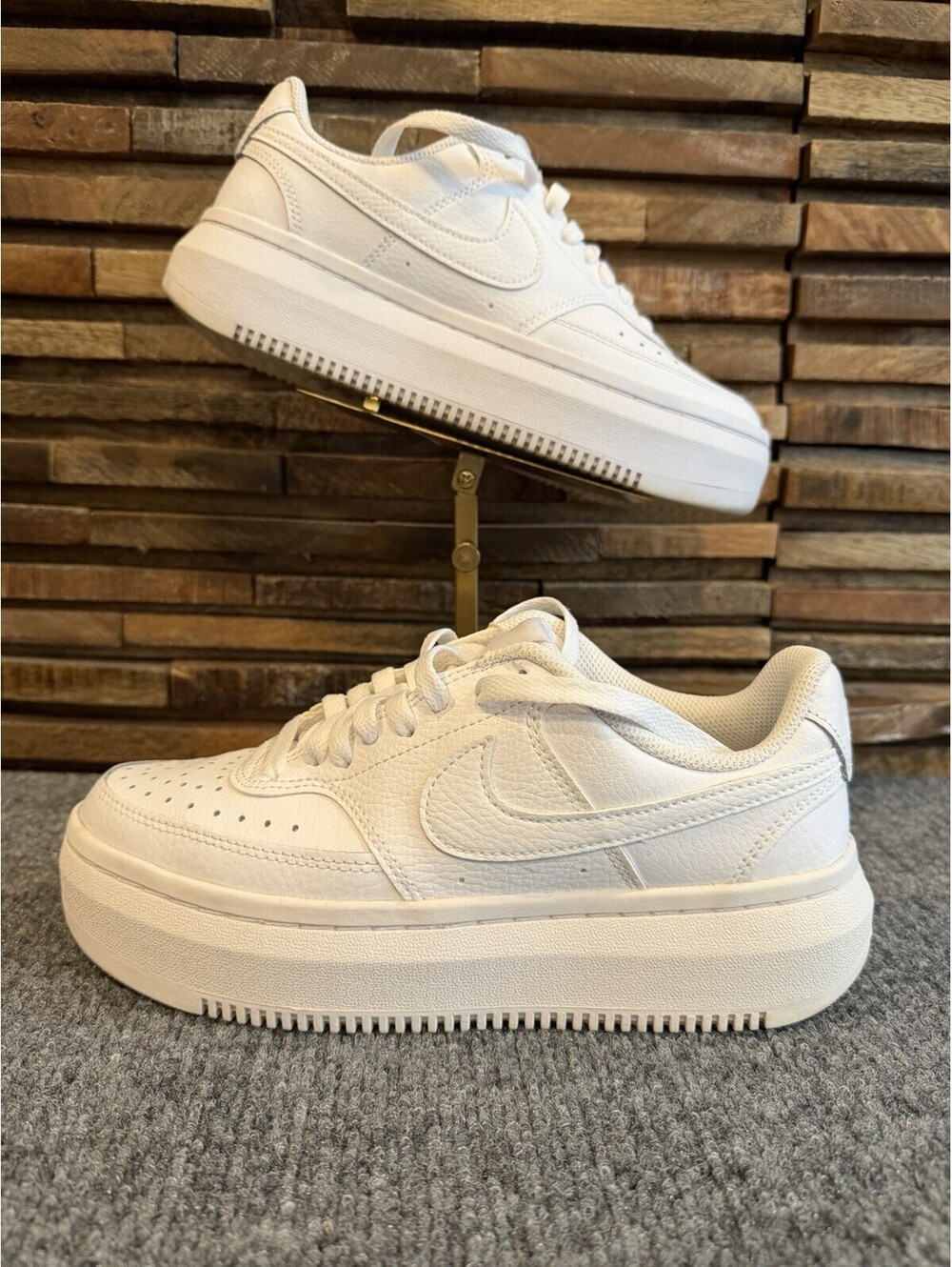Nike Women's Court Vision Alta Triple White Colorway Size 8 Leather Low top
